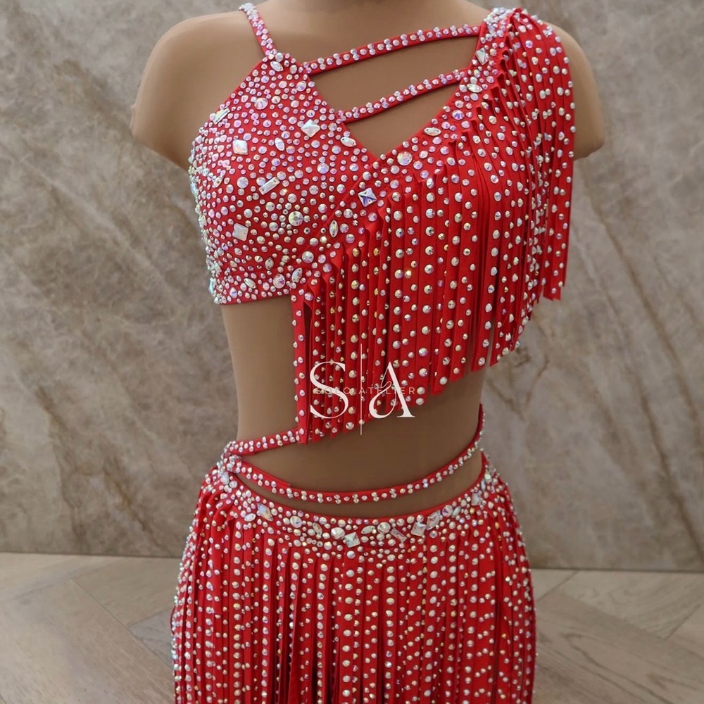 Red Rhinestone Dance Costume